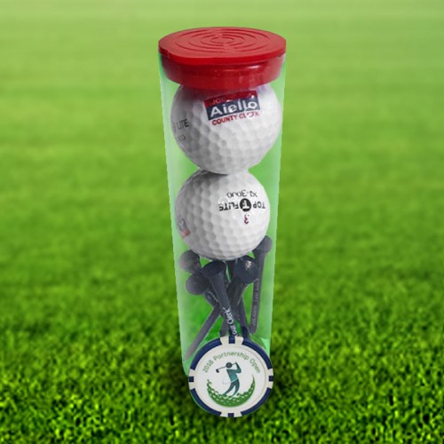 Quick Ship Custom Golf Ball Tube w/ Poker Chip Marker - 29PC